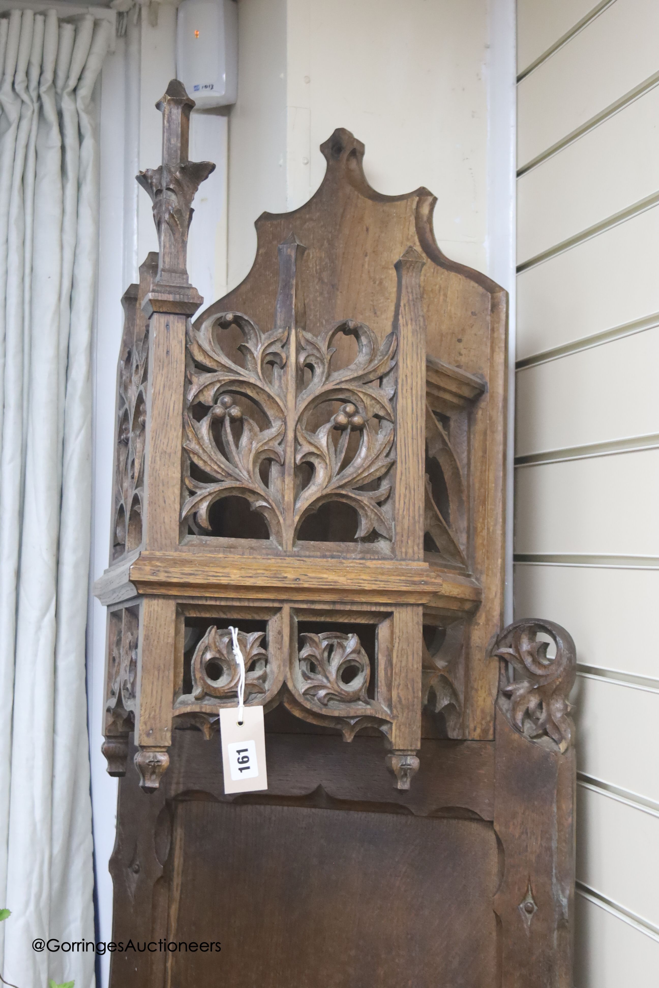 A Gothic carved oak wall niche, height 236cm